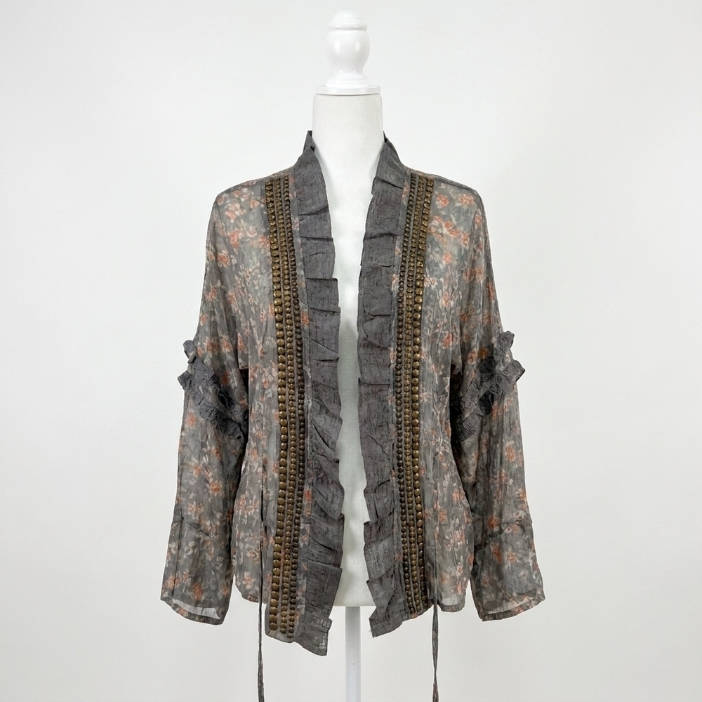 NEW JADED GYPSY chiffon studded detail cardigan in garden romance